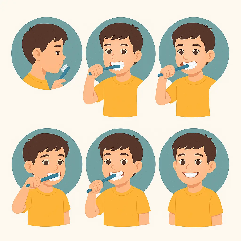 imagem ilustrativa de como é feita a escovação dos dentes corretamente