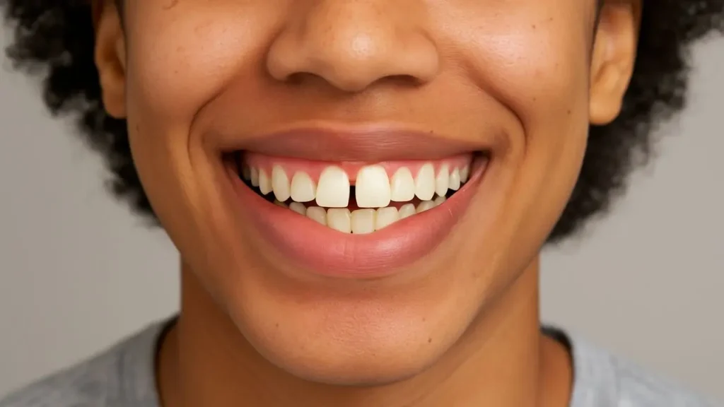 dentes de um paciente que possui problemas de diastema