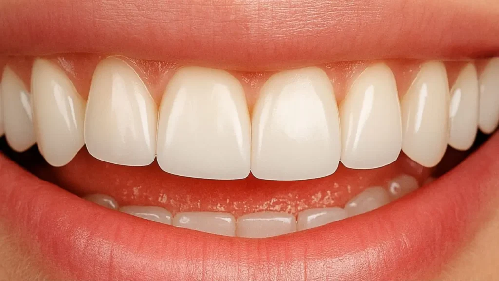 resina no dente bem cuidada e alinhada