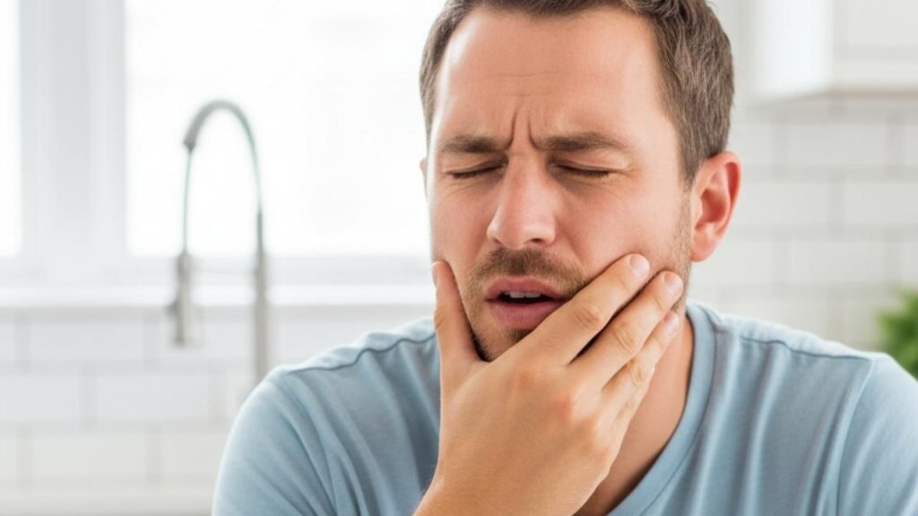 pessoa com sensibilidade dentária após faceta de resina