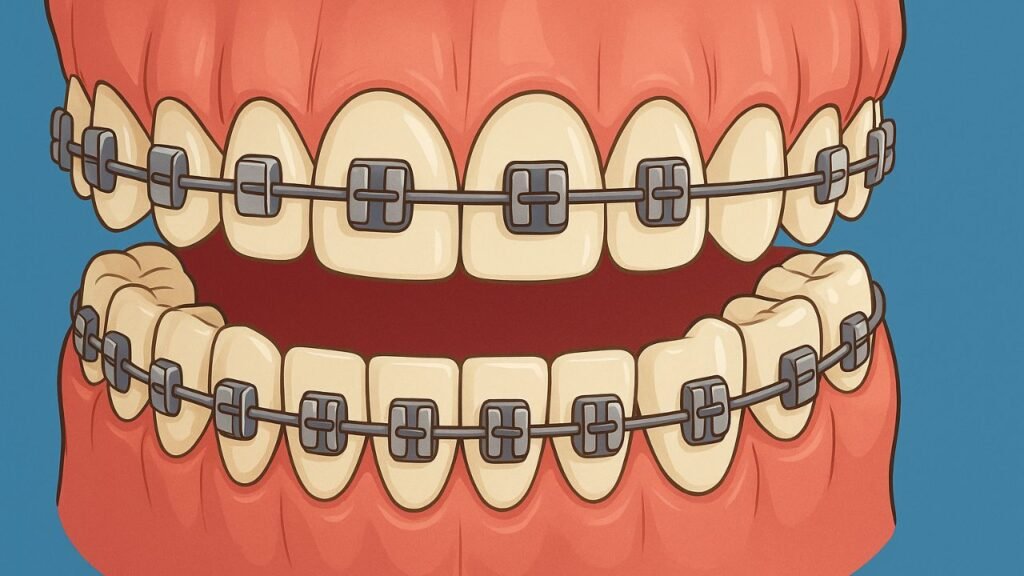 imagem ilustrativa de dentes com aparelho dentário