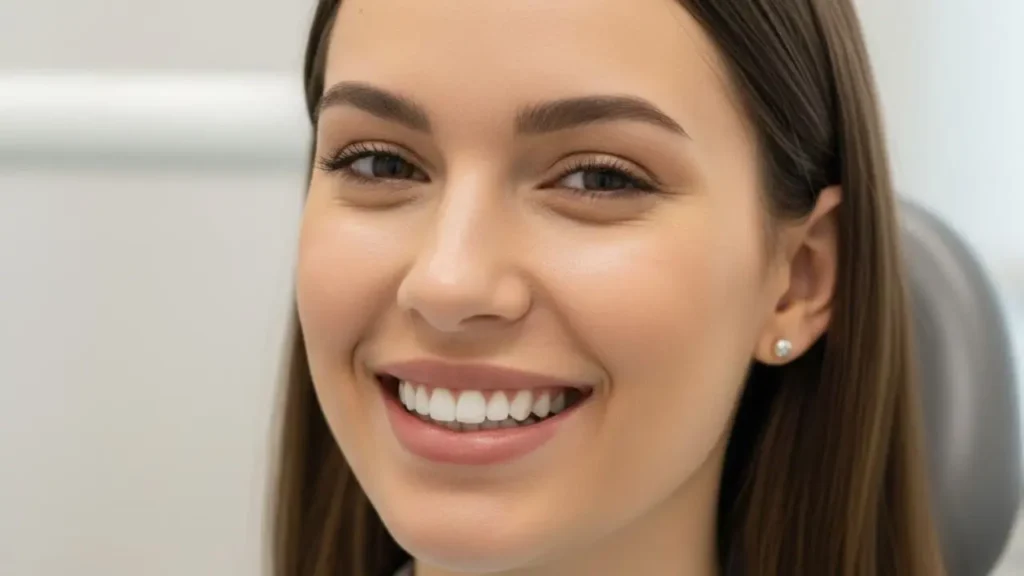 sorriso de uma paciente que colocou facetas de resina com preços acessíveis