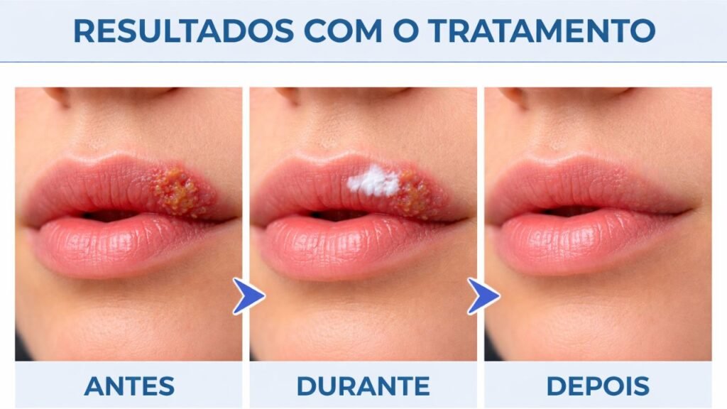 progresso do tratamento da herpes labial