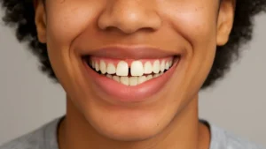 dentes de um paciente que possui problemas de diastema