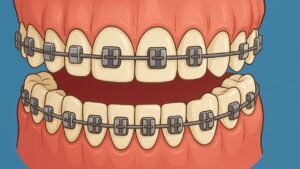 imagem ilustrativa de dentes com aparelho dentário