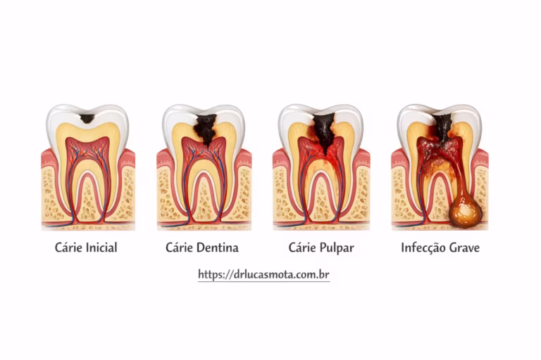 progresso de um dente com cárie profunda