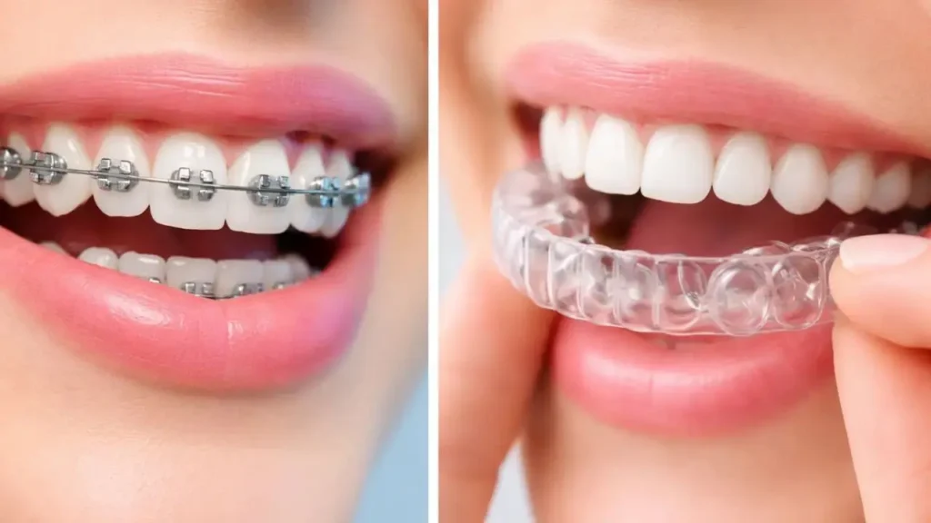 de um lado o aparelho fixo e do outro o aparelho invisivel