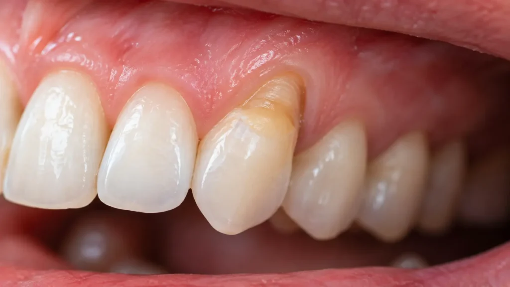 dente desgastado e que pode estar causando sensibilidade dentária no paciente