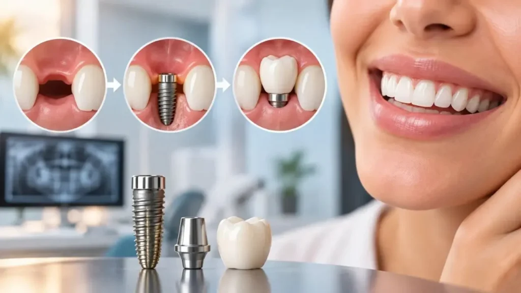 dente de uma paciente após ela entender quais foram os processos para o implante de carga imediata em seus dentes
